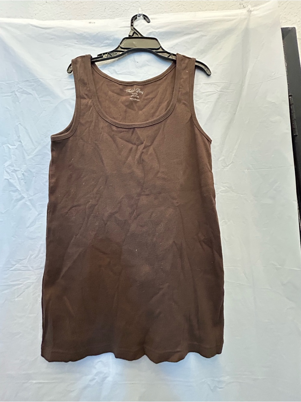 Faded Glory Junior’s Brown Scoop Neck Tank Top 100% Cotton Sz L/12-14